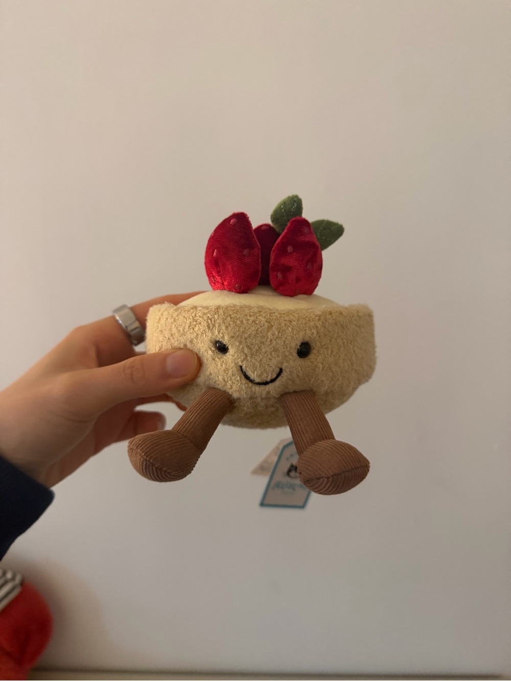 Jellycat Cream Plush Cake with Red Strawberry Toppers